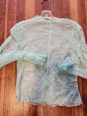 Shein Lace Long-Sleeve Top - Mint Green